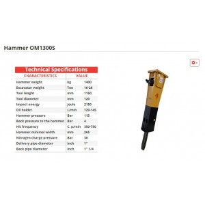 Picon hidraulic excavator, Hammer, Volvo EC240 OM1300S - OM1300S